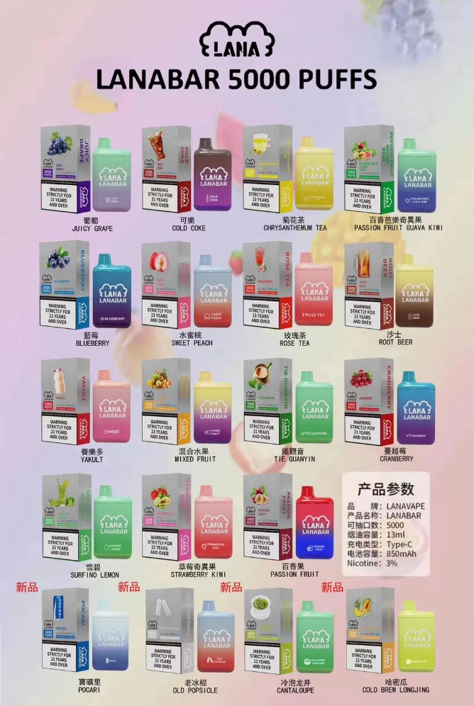 LANA 5000Puffs 絕美純淨拋棄式煙彈 工藝級Mesh網芯還原真實風味 800mAh長效續航 台灣當日出貨:圖片 2
